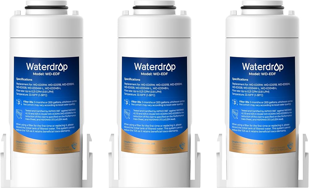 Waterdrop WD-EDF Replacement Filters for WD-ED01 WD-ED02 WD-ED04 Pack of 3
