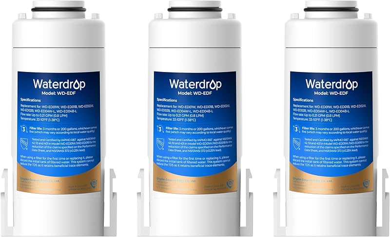 Waterdrop WD-EDF Replacement Filters for WD-ED01 WD-ED02 WD-ED04 Pack of 3