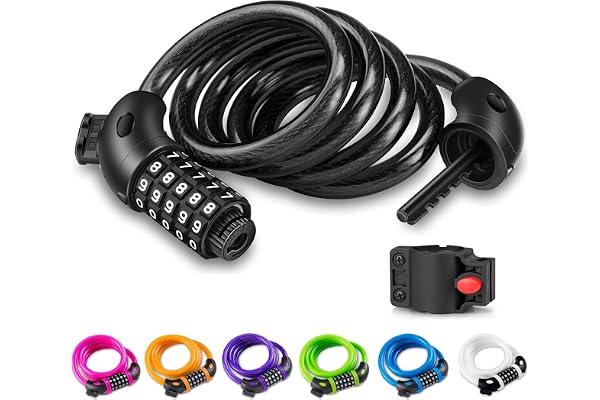 Opaza Bike Lock with 5-Digit Code, 1.2M/4FT Bicycle Combination Cable Lock Lightweight & Security Bike Chain Lock for Bicycle