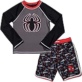 Marvel Spider-Man Rash Guard Shirt and Swim Trunks Outfit Set Toddler to Big Kid Sizes (2T - 14-16)
