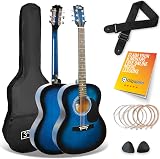 3rd Avenue Full Size Acoustic Guitar Bundle 6 Months Lessons Blue view 1