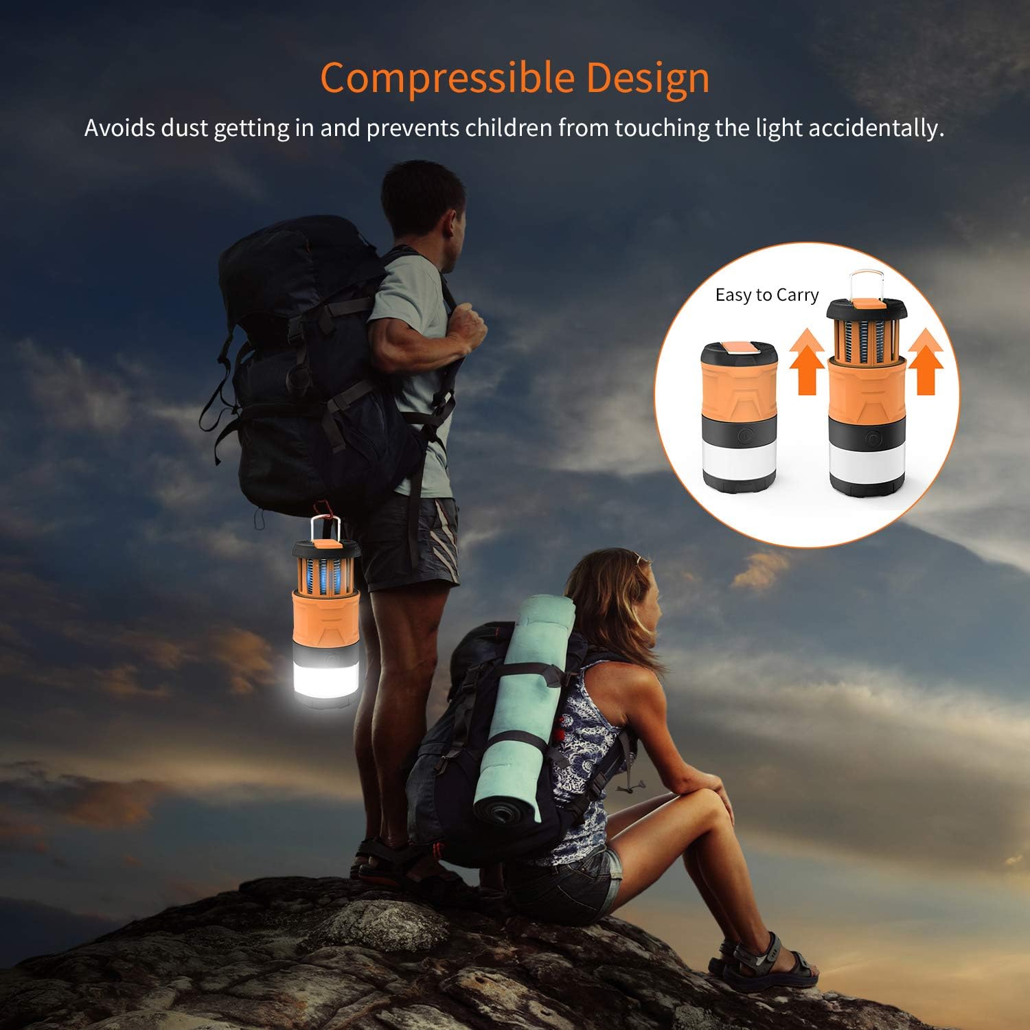 Camping Lantern, LED Camping Lamp, Bug Zapper, Magnetic Telescopic IPX4 Waterproof Flashlight, 3-in-1 Camping Light with 2000mAh Rechargeable Battery for Camping Outdoor Hiking Emergency Lighting: Sports & Outdoors