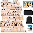 Timissu Rummy Cube 6 Player Edition with 6 Wooden Racks 160 Tiles Rummy Cube Game with Case 6 Players Travel Size Rummy Game Large Number Rummy Tiles Travel Game Set for Family Classic Board Games