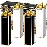 Ovveroche 50 Pack Wine Gift Bag with Handles and Tissue Paper Wine Bottle Gift Bags for Holiday Birthday Wedding Graduations Father's Day Party, Black+White
