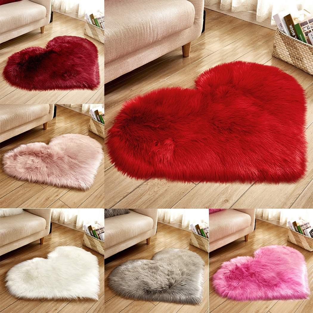 Weardear Modern Home Heart Shape Solid Plush Carpet Area Rugs