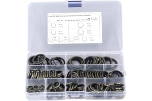KooingTech 110PCS 8 Sizes Crush Washer, Oil Drain Plug Gasket M6 M8 M10 M12 M14 M16 M18 M20, Drain Plug Washer Suitable for Sealed Threaded Pipe Joints and Plugs