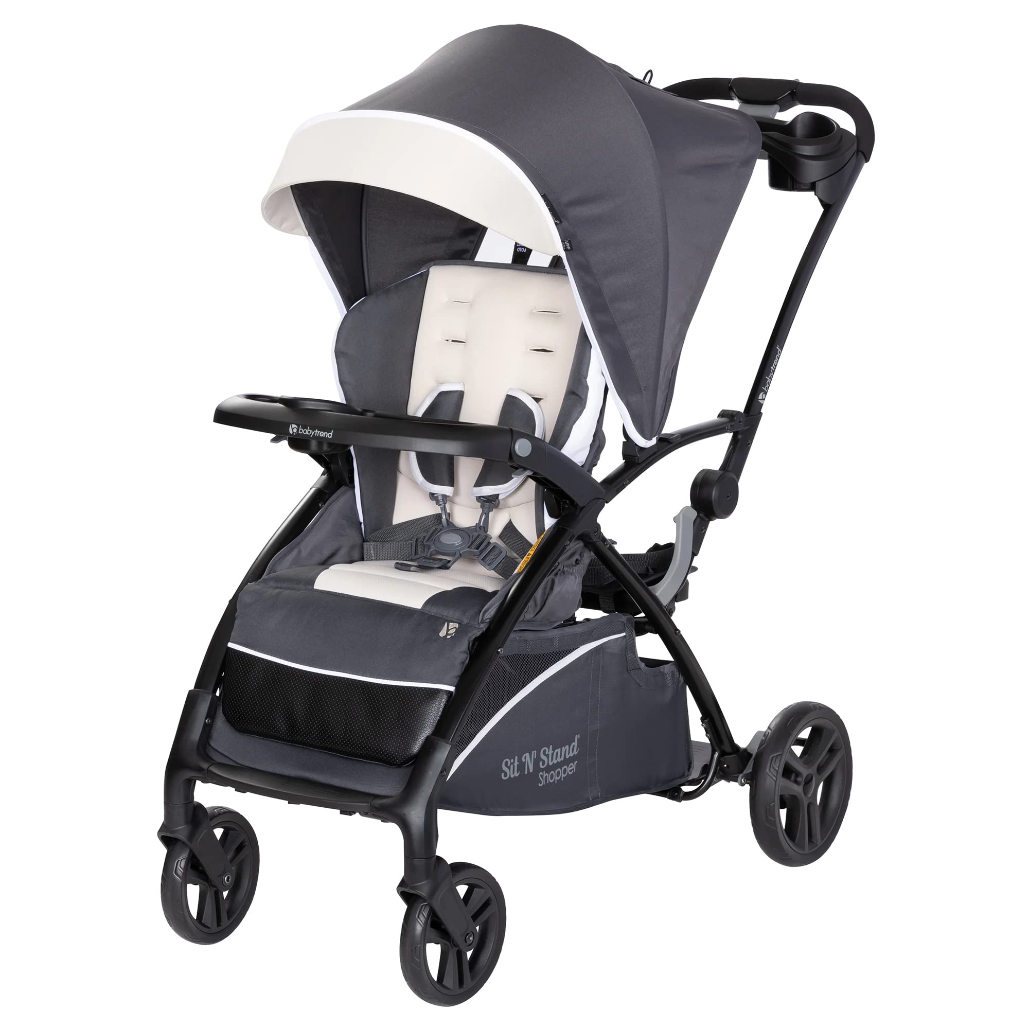 Baby Trend Sit N' Stand 5-in-1 Shopper Stroller w/Canopy & Storage Basket & EZ-Lift Plus Lightweight Infant Car Seat w/Cozy Cover & Base, Magnolia