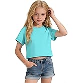 NUMYEAN Girls Crop Tops Short Sleeve T-Shirts for Girl Crew Neck Basic Tee Size 7-14 Years