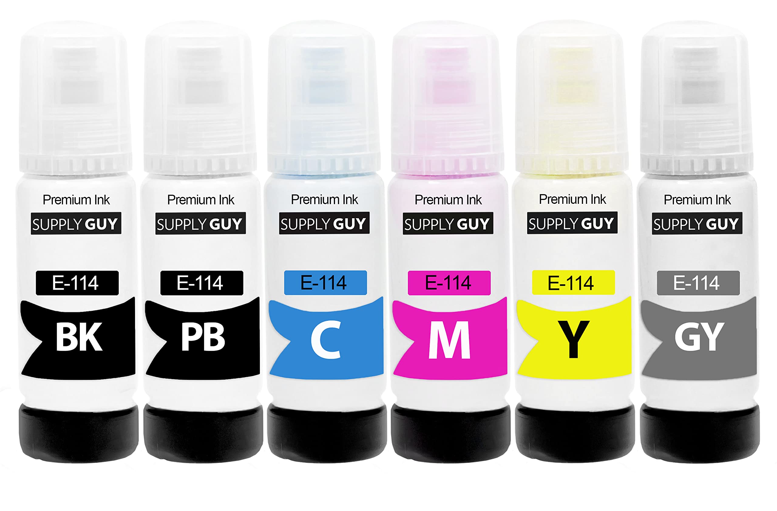 Supply Guy ink compatible with Epson 114 for EcoTank ET-8500, ET-8550 (6 Ink Bottles 6x70ml)