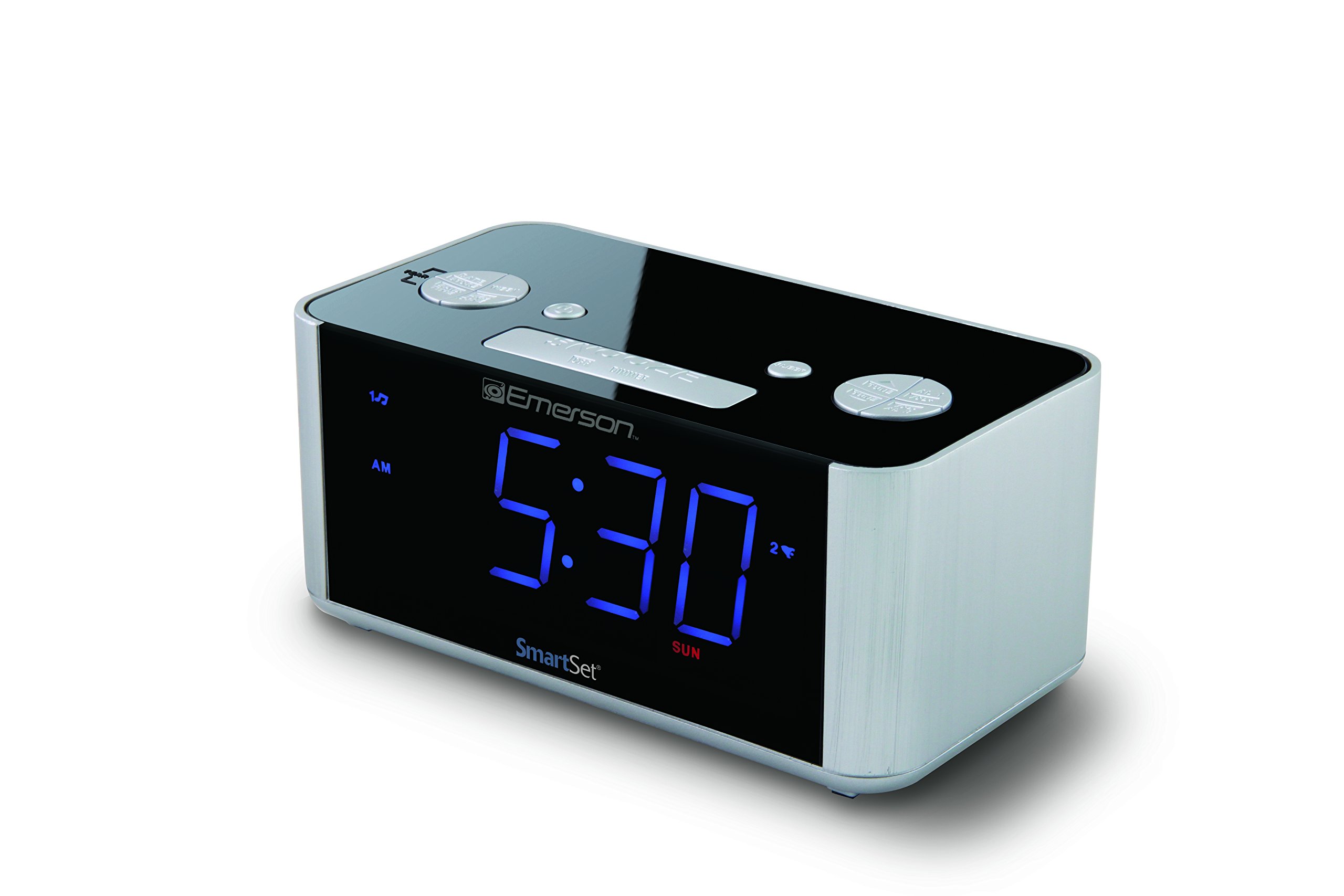 Emerson SmartSet Alarm Clock Radio, USB port for iPhone/iPad/iPod