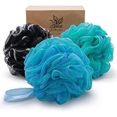 Shower Puffs Loofahs Sponge for Body Wash, Bath Mesh Poufs Luffa sponges for Women Men Kids, Exfoliating Body Scrubber Shower