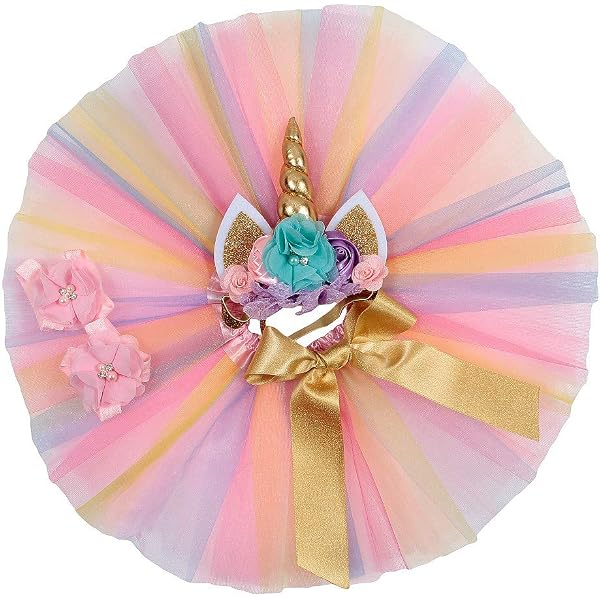 BGFKS Tüll-Tutu-Kleid Für Kleinkinder – Regenbogen Prinzessinnen-Rock-Set Mit Blumen-Stirnband