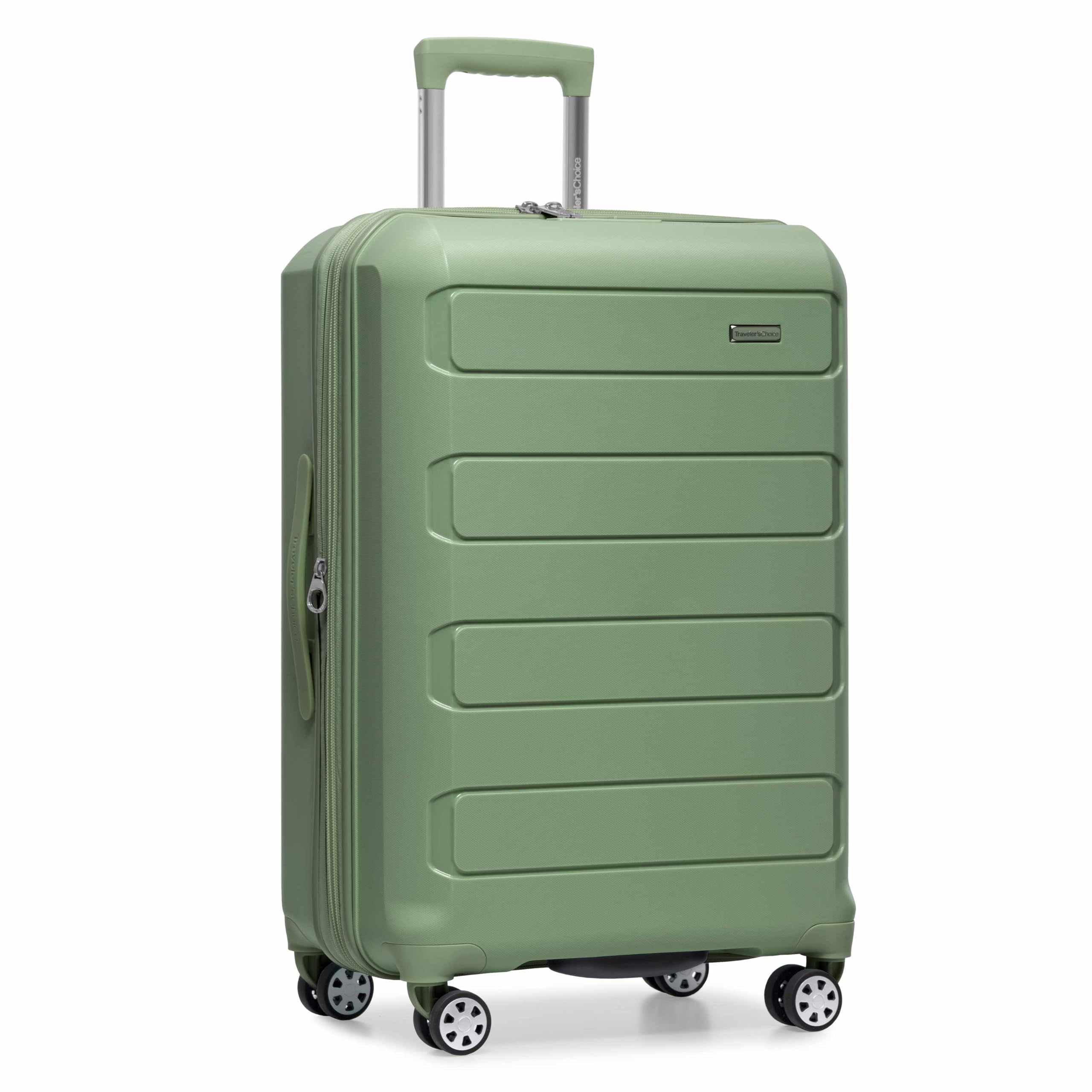 Traveler's Choice Pagosa Hardshell Expandable Luggage with Spinner Wheels, Green, 26-Inch Medium Image