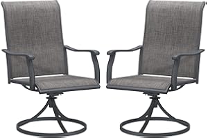 VICLLAX Patio Swivel Dining Chairs Set of 2, Outdoor Swivel Breathable Textilene Patio Chairs Lawn Chairs for Front Porch Backyard Deck, Dark Grey Frame