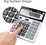 HIHUHEN Large Calculator Solar & Battery 12 Digit Display Business Office view 5