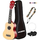 MOSEN 21 Inch Professional Soprano Ukulele for Beginners | Straps, Spare Strings And Picks, Great Musical Gift Choice For Beginners, Natural Wood