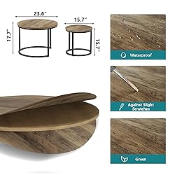 Smuxee Nesting Coffee Table Set of 2, 23.6" Round