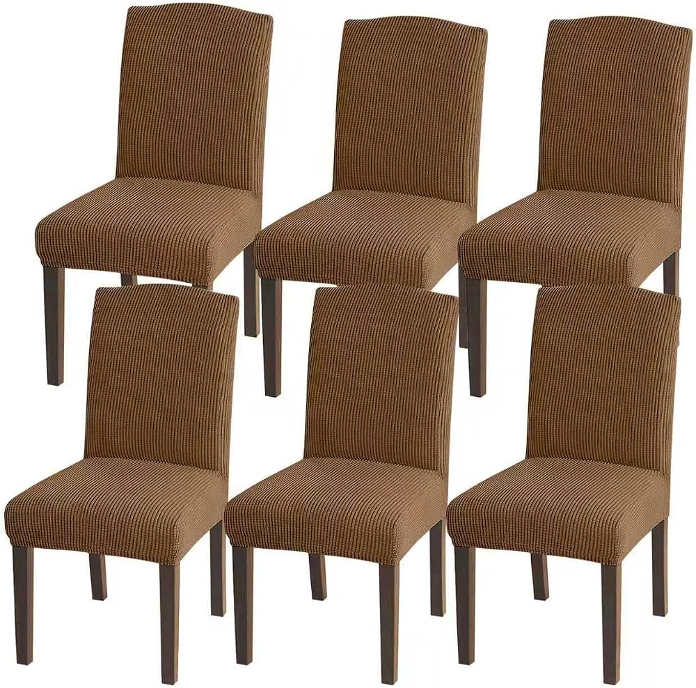 Granbest High Stretch Dining Chair Covers Set of 6 Khaki Parson Style