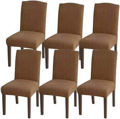 Granbest High Stretch Dining Chair Covers Set of 6 Khaki Parson Style