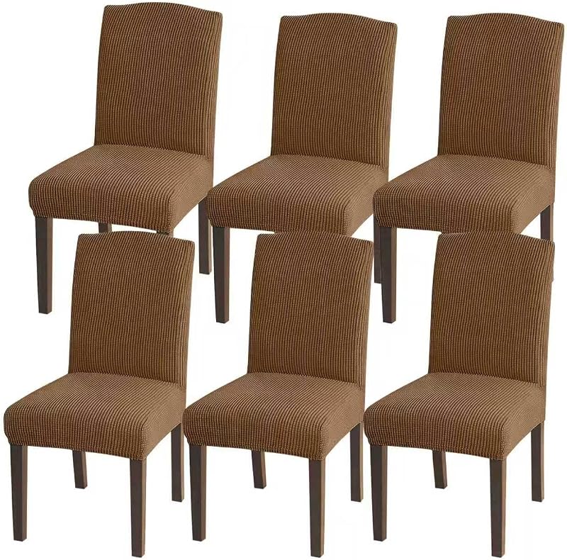 Granbest High Stretch Dining Chair Covers Set of 6 Khaki Parson Style