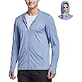baleaf Men's UPF 50+ Full Zip Light Jacket Hooded Long Sleeve Cooling Shirt with Pocket Hiking Fishing Outdoor Performance