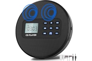 KUEPHOM Portable CD Player for car: Rechargeable Walkman CD Player with Stereo Speakers and Anti-Skip Protection Discman CD Player with Headphones LCD Display with Backlight
