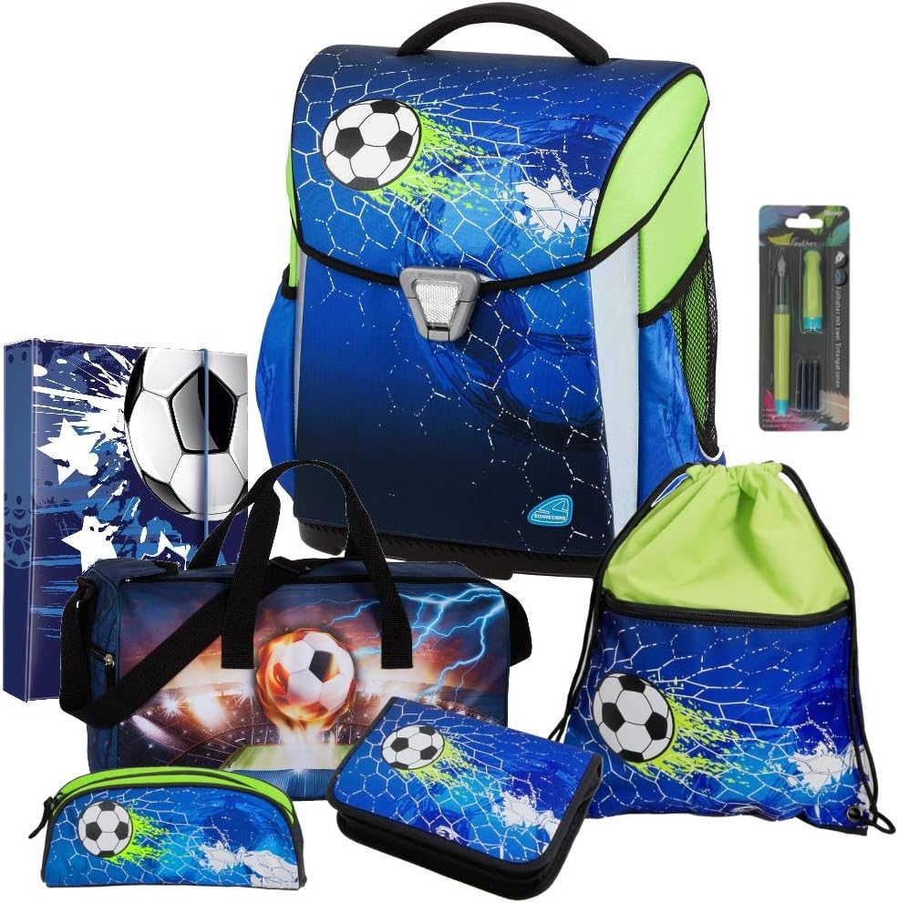 Schneiders Schulranzen-Set TOOLBAG SMART – Fußball Design Mit Sporttasche, Federmappe & Mehr