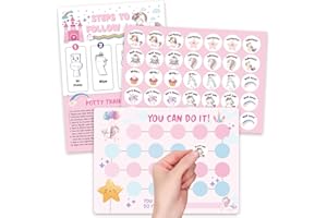 SHOUQIUZHONGLV Unicorn Potty Training Chart for Toddler Girls - Potty Training Sticker Chart for Girls Potty with Sticker, Sticker Chart for Kids Potty Training Reward Chart, Kids Reward Chart