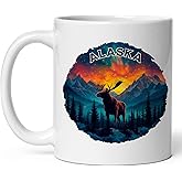 Alaska State Ceramic Coffee Mug 11oz Last Frontier - Tea Coffee Mug with Comfortable Grip - Unique Travel Gift Cup for Office or Home - Vibrant Long-Lasting Print ID44991