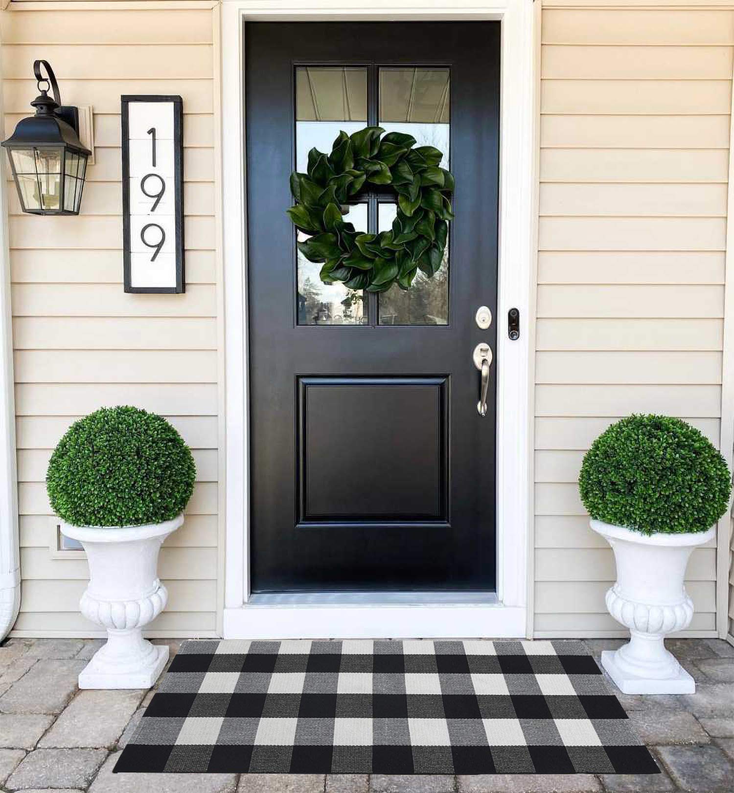 Winwinplus Buffalo Check Rug Cotton Washable Doormat Unique for Bedroom/Living Room/Kitchen 23.6 inch X 51.1 inch Outdoor Plaid Rug Black and White Rug