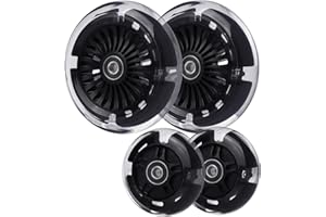 Wheelgoo 120mm 80mm Led Light Up Scooter Replacement Wheels - White Flashing- Compatible with Micro Mini, Maxi Deluxe, Globber 3-Wheeled Kid Kick Scooter, Set of 4 (Black)