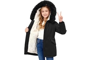 Lovekider 7-14Y Girls Winter Coats Kids Puffer Jackets Snow Warmth Parka Outerwear with Fur Hood