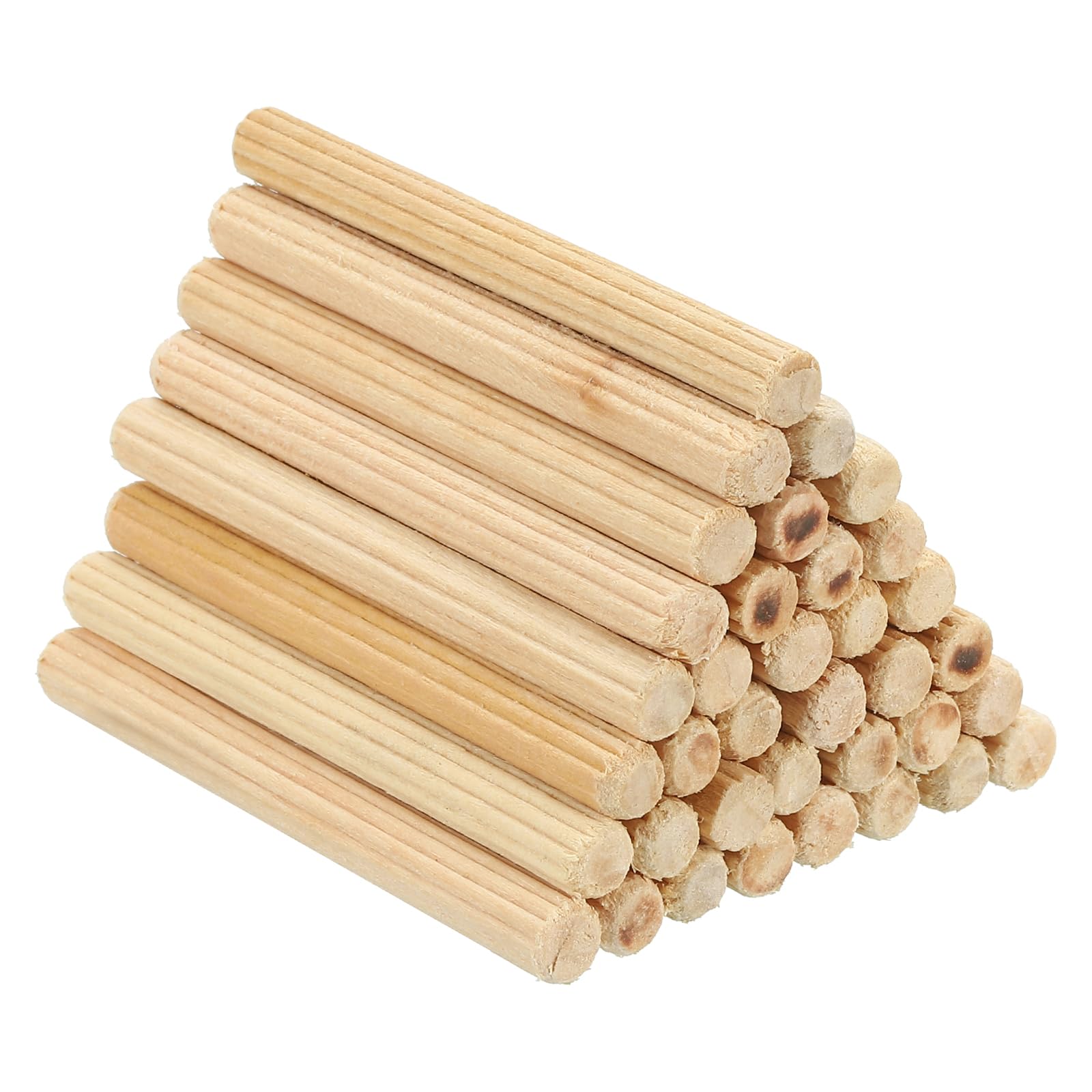 PATIKIL 1/4" x 2-3/8"(6 x 60mm) Wood Dowel Pins, 120 Pack Fluted Wooden Dowel Pin Straight Groove Rods for Furniture Door Art Crafts Projects