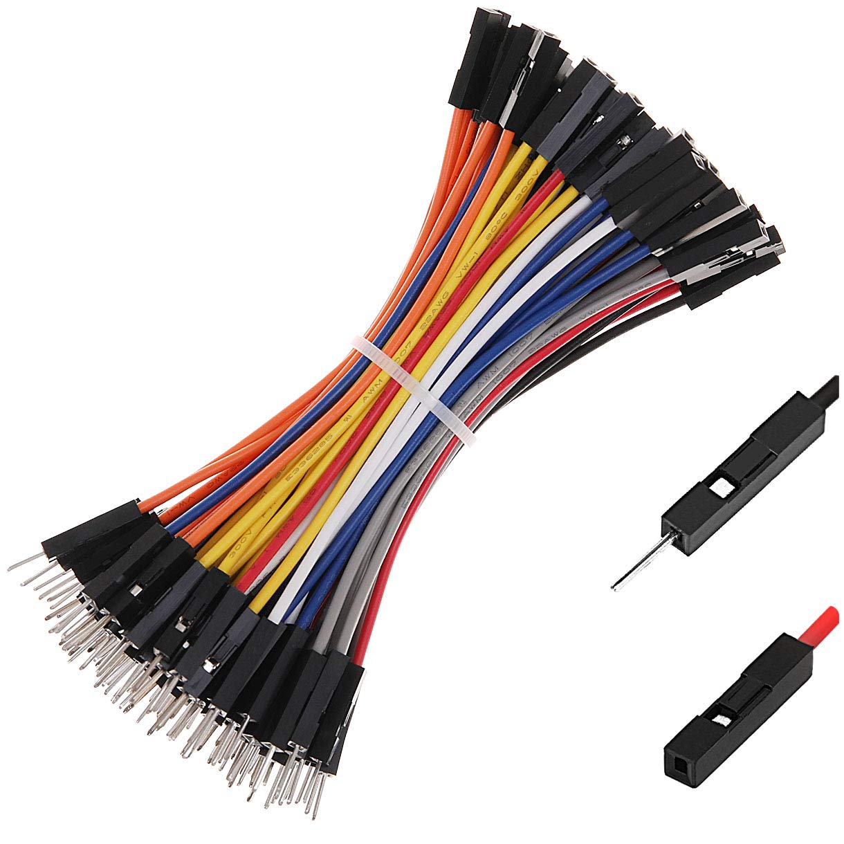 Breadboard Jumper Wires Cables 22AWG For Arduino Raspberry Pi Male Female, 20% MORE Red and Black Jumpers Wires, Square Head 0.1'' 10 Colors Total 120-Pack (10CM, M/F)