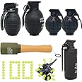 6pcs Toy-Hand Grenade for CS Battle Game, with 100 Foam Ammo Tactical CS-Grenade Toy, 4pcs Pull Ring Grenade Toys & 2 pcs Hand Grenades for Age 14 Years Old and up