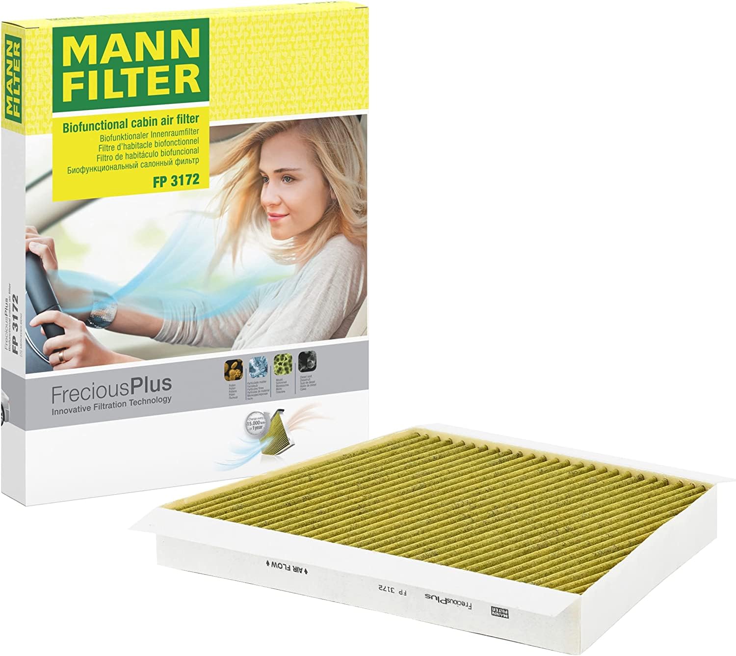 MANN-FILTER FP 3172 Cabin Air Filter - FreciousPlus Biofunctional Pollen Filter - for Cars + Transporters