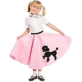 Poodle Skirt with Musical Note Printed Scarf Light Pink One Size