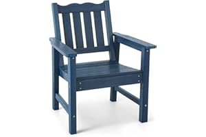 Stoog All-Weather Patio & Garden Chair, Outdoor Dining Chair with Curved Backrest, 400 lbs Support, for Backyard, Garden, Porch, Pool and Deck, Blue