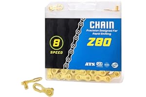 RainFlowwer Bike Chain 6/7/8 Speed, 1/2" x 3/32" 116 Links for Road Bike Mountain Bike, Gold