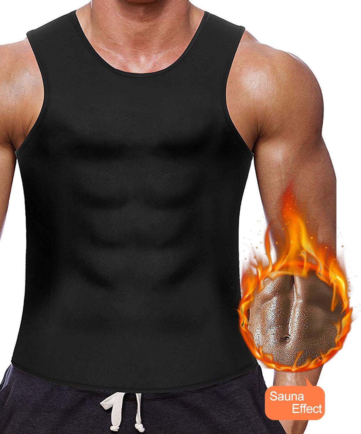 Black, S Men Compression Top Neoprene Thermal Slimming Shirts for Body