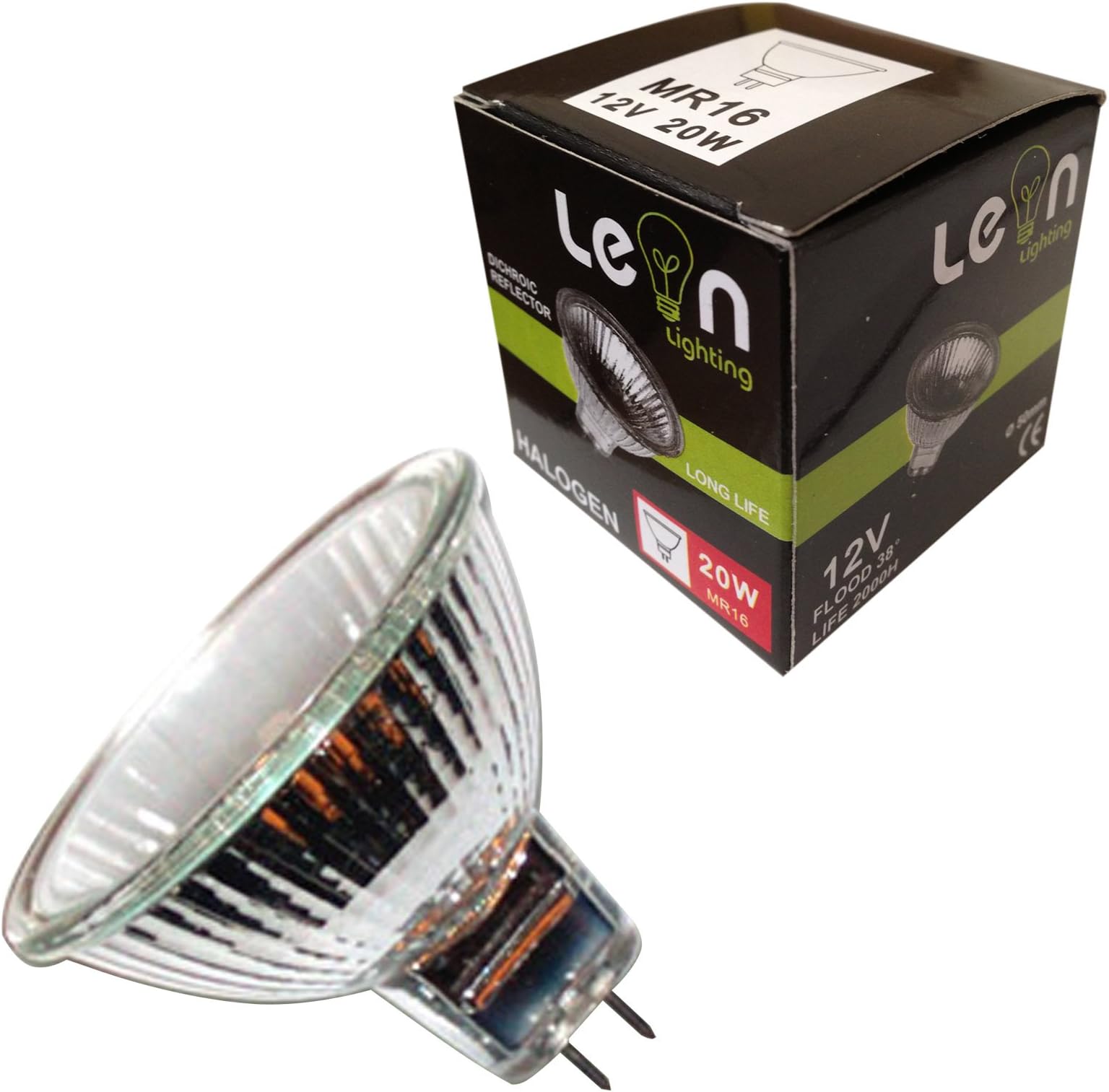 Leonlighting 10 x MR16 GU5.3 20w Halogen Bulbs 12v 50mm Diameter