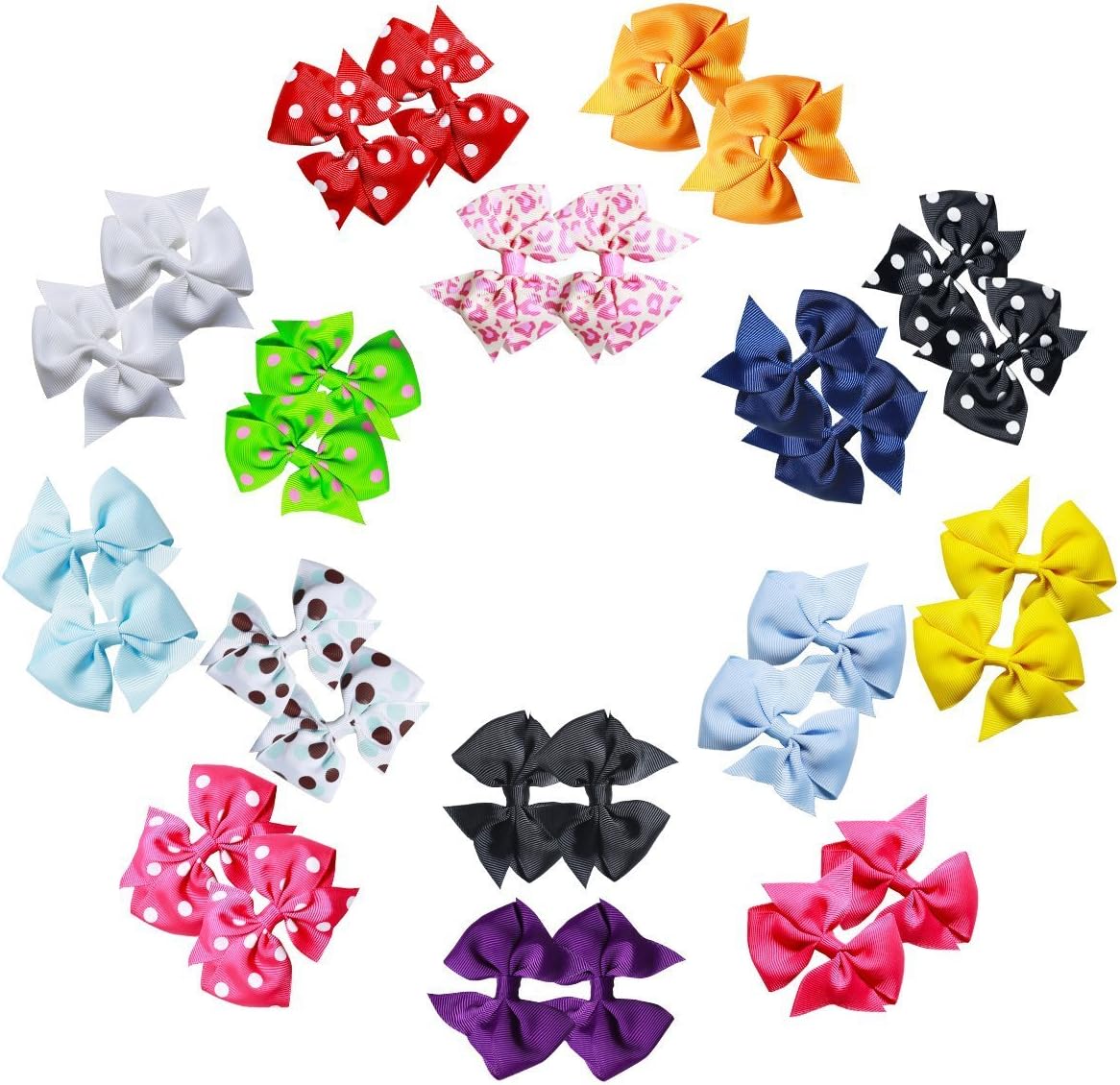 30 pcs of Pinwheel 3 Inche DIY Bows for Sewing Dogs Design Colorful Beautiful Hair