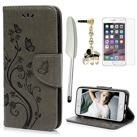 YOKIRIN Flip Hülle Case für iPhone 6 Plus /6S Plus (5.5') Handyhülle Flipcase Schmetterling Schutzhülle Tasche PU Lederhülle 