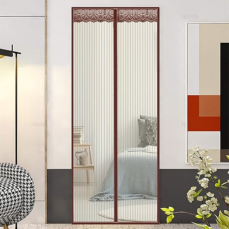 Amazon Co Jp 防虫ネット 1x235cm 暑さ対策 虫除け 蚊取り ドア用網戸 暑さ対策 調節可能 ベランダ サッシドア 勝手口 玄関 寝室 勝手口 ベランダ用 ブラウン ホーム キッチン