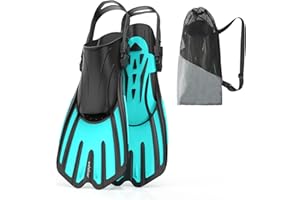 Welebar Swim Fins, Snorkel Fins with Adjustable Open Heel for Snorkeling, Diving, Swimming, Travel Size Snorkel Fins for Adult Men Women