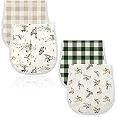 Hahafelt 4 Pcs Mallard Duck Baby Burp Cloths 100% Cotton Absorbent & Soft Burping Cloth Large 22'' x 10" Newborn Towel 2-in-1 Baby Spit up Burping Rags Set for Boys Girls Infant Newborn(Plaid Style)