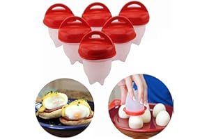 LANJILIFE Egg Cooker - Hard Boiled Eggs without the Shell, 6PCS/Set Egg Poachers Cooker Silicone Non-stick Egg Boiler Cookers