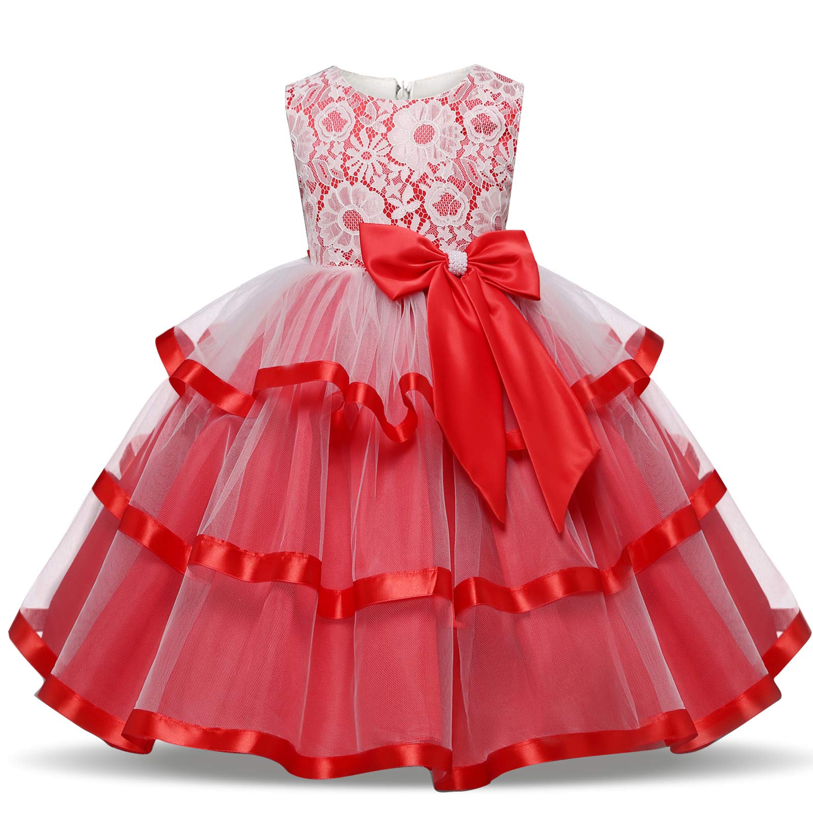 long sleeve dresses holiday Red Christmas Princess Dress for Girls – Sequin High Low Holiday Formal Gown main image 1