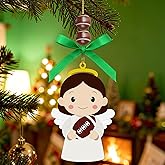 Football Angel Easter Ornaments Wooden Hanging Angel Ornament Sport Ball Xmas Tree Decorations for Home Crafts Football Lovers Sport Players Fans Family Holiday Party Supplies