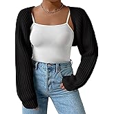 Plus Size Women's Long Sleeve Open Front Crop Cardigan Drop Shoulder Shrug Oversized Ribbed Knit Bolero Sweater